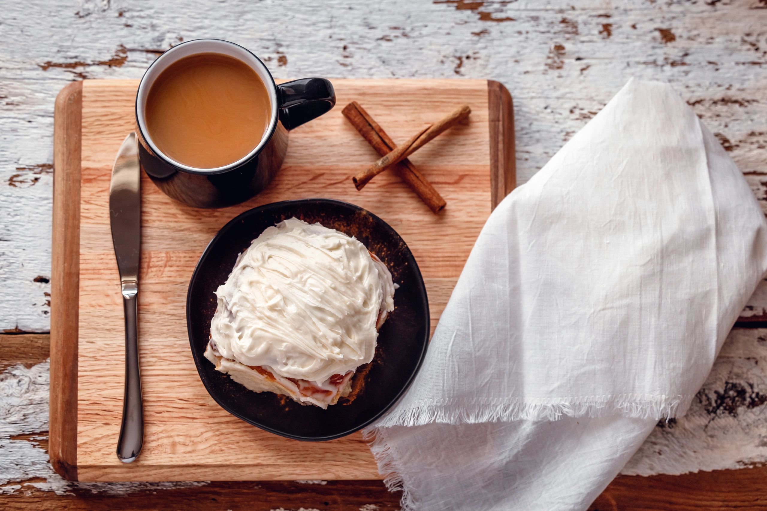 Pastry with coffee and cinnamon